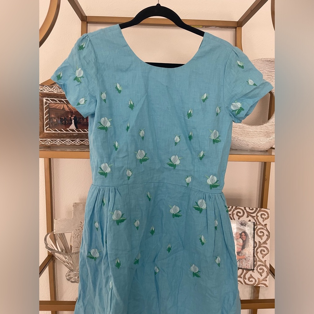NWT Fanm Mon Bomba Dress size M Baltic Sea Blue mini Manmzel Tuckernuck - Picture 3 of 8